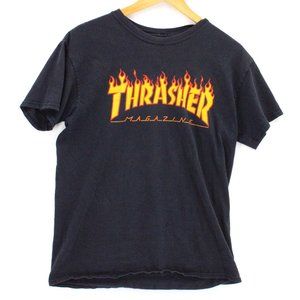 Vintage Thrasher Shirt Mens Black Short Sleeve Big Logo Graphic Cotton Medium M